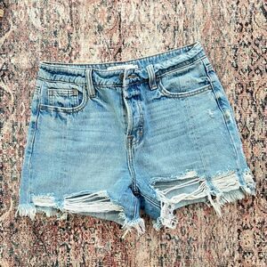 Vici Hidden Raw Hem Button Fly Denim Shorts S